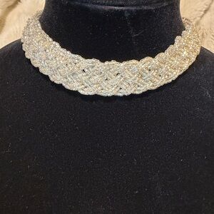 Stunning Vintage Silver Braided Choker Necklace